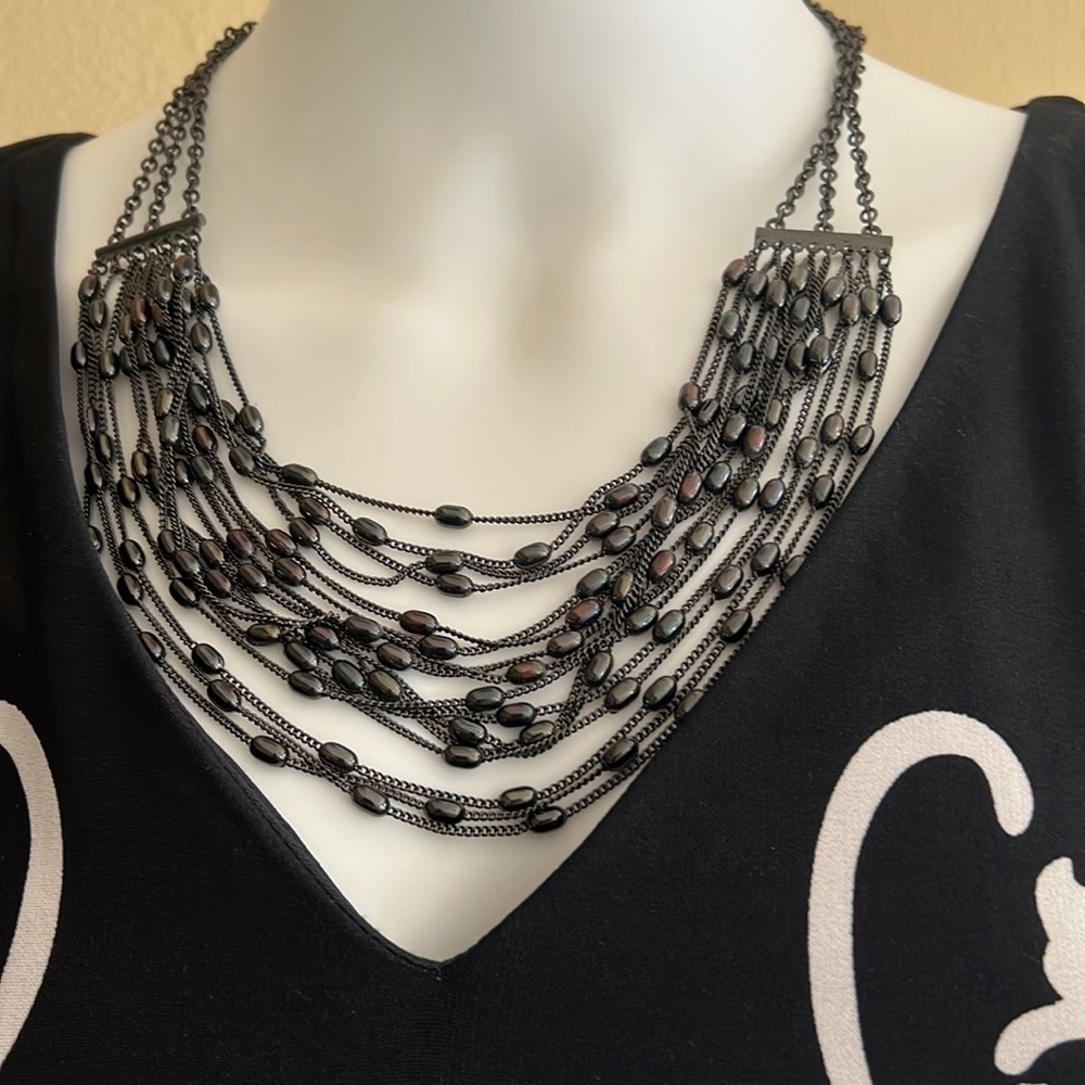 Adjustable metal beaded necklace